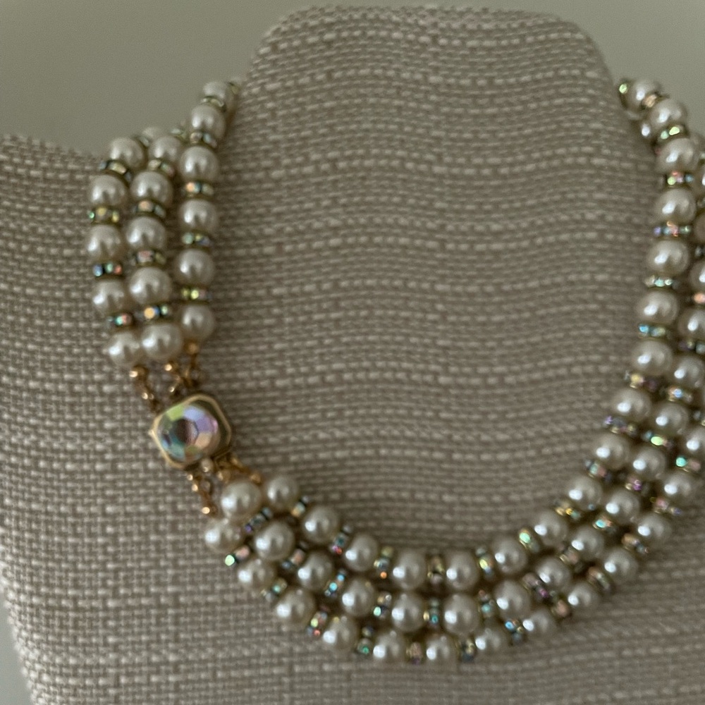 3 strand Swarovski pearl with AB rondelles